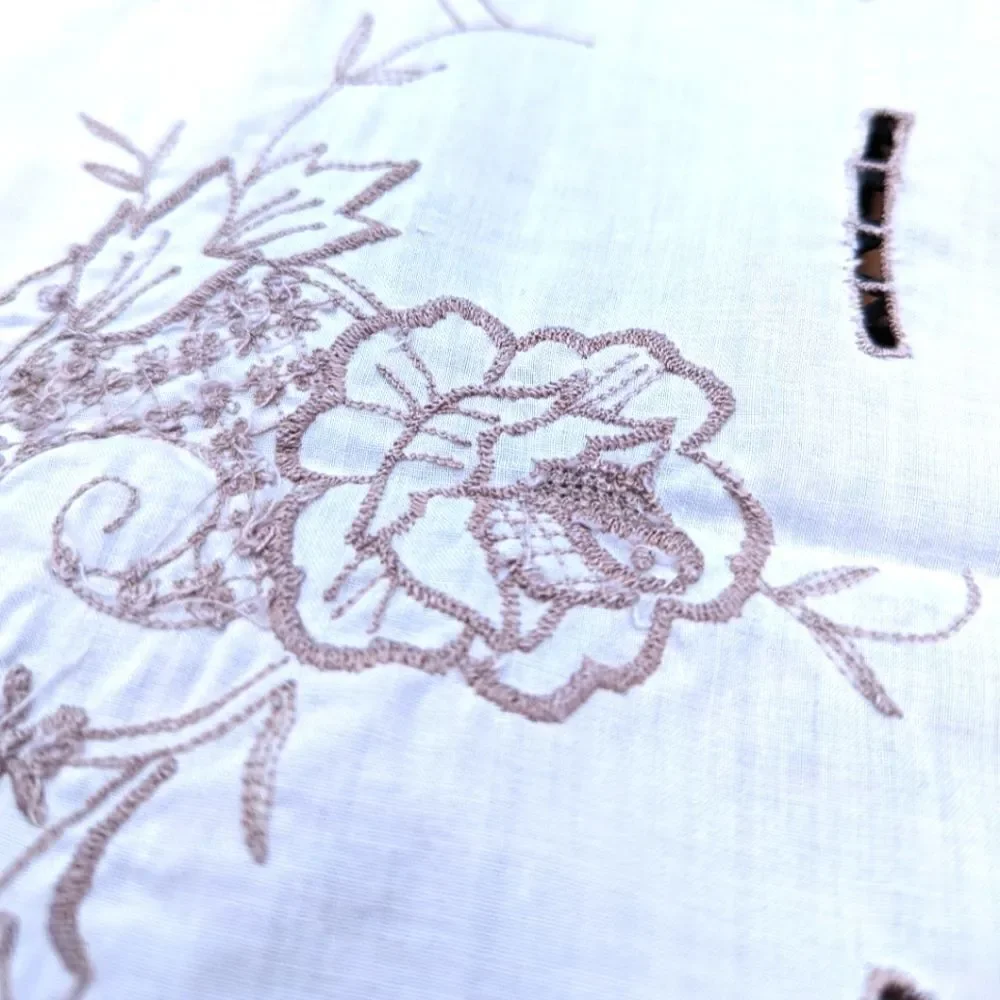 Ecru Embroidered Tablecloth 66 x 50